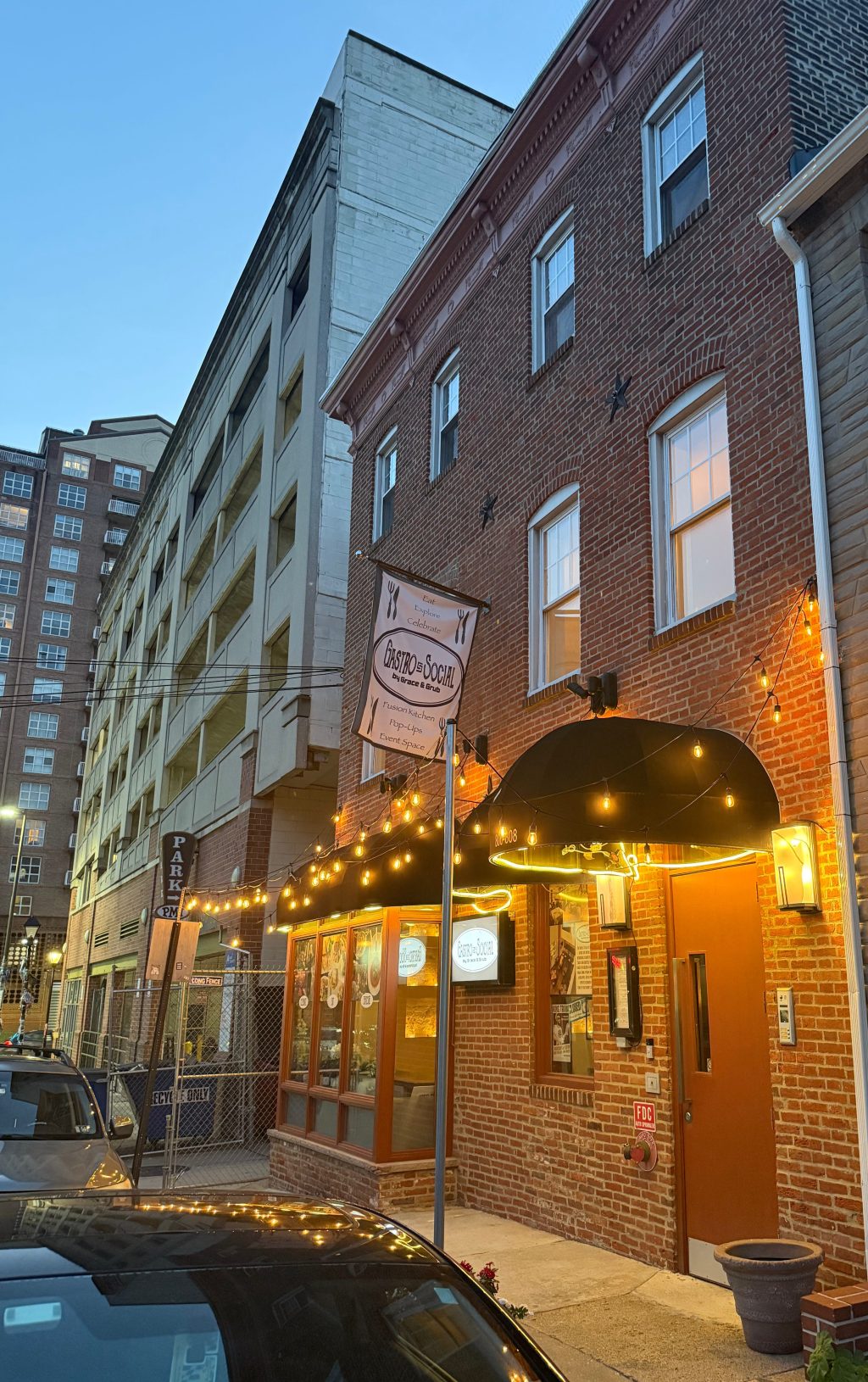 Exterior of 806 Stiles St restaurant space for lease in Little Italy, Baltimore.