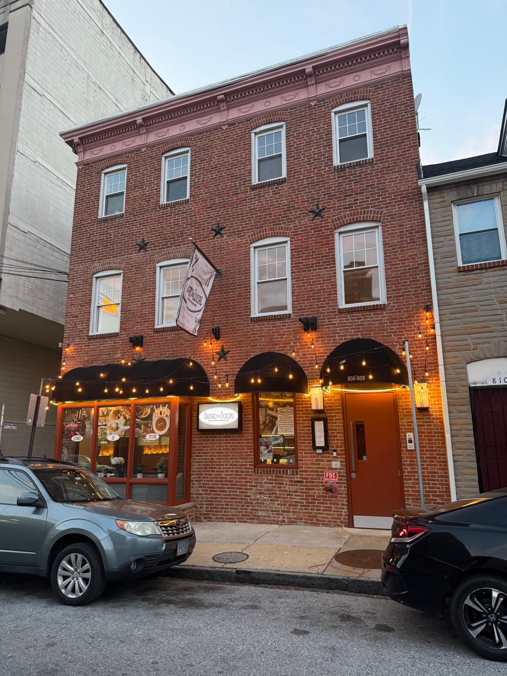Exterior of 806 Stiles St restaurant space for lease in Little Italy, Baltimore.